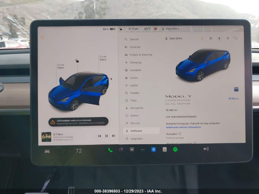 2022 TESLA MODEL Y - 7SAYGDEE6NF559901