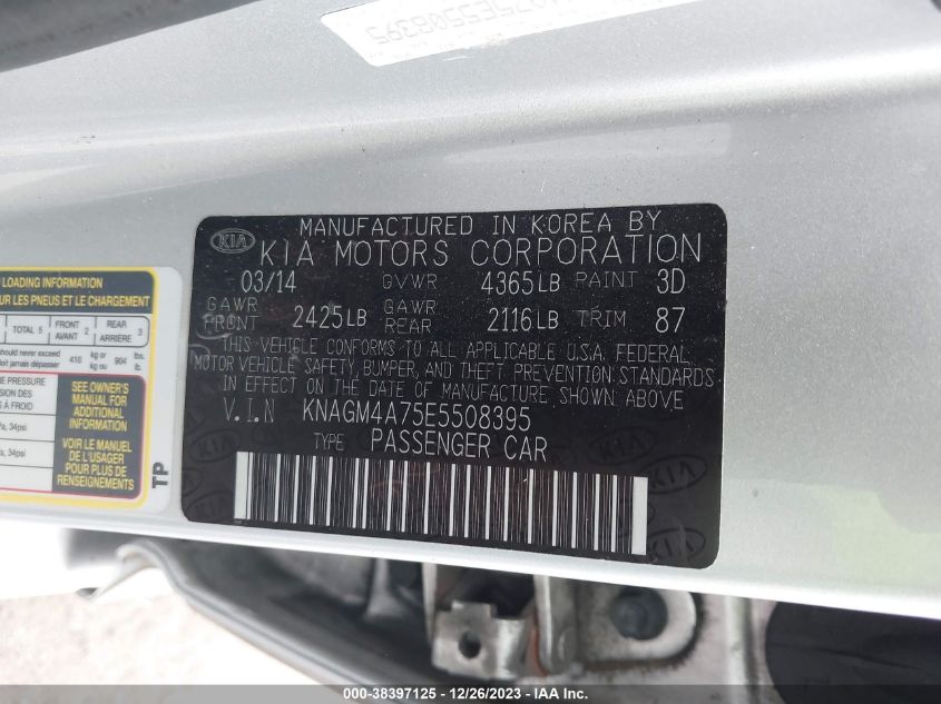 2014 KIA OPTIMA LX - KNAGM4A75E5508395