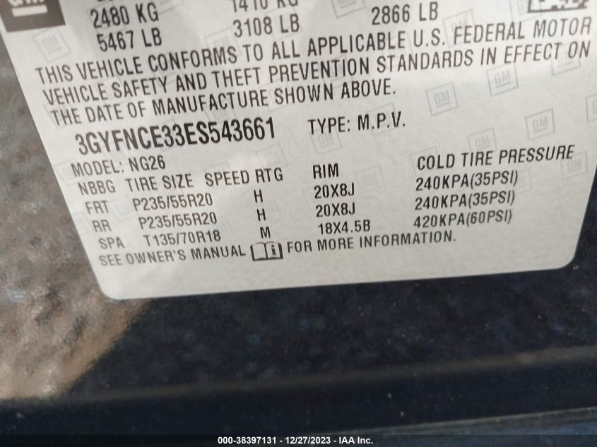 2014 CADILLAC SRX PERFORMANCE COLLECTION - 3GYFNCE33ES543661