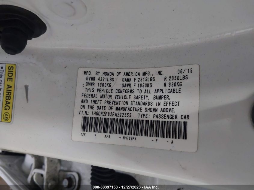 2015 HONDA ACCORD EXL - 1HGCR2F82FA222555