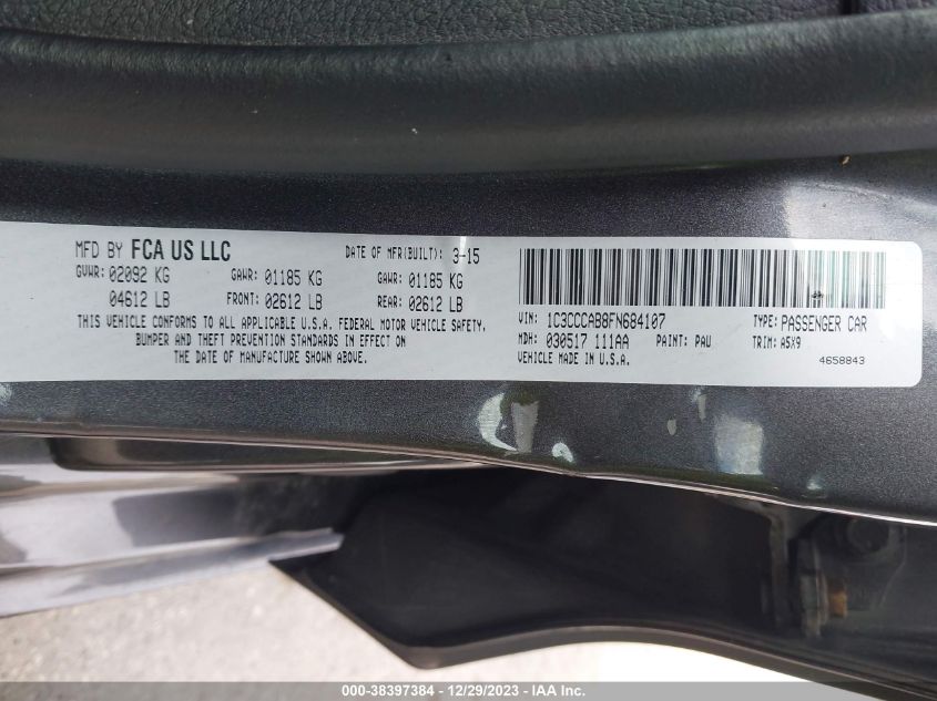 2015 CHRYSLER 200 LIMITED - 1C3CCCAB8FN684107