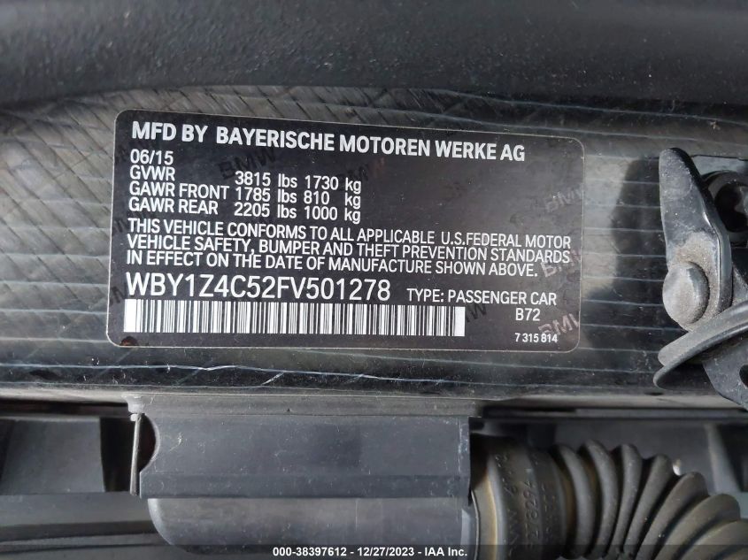 2015 BMW I3 REX - WBY1Z4C52FV501278