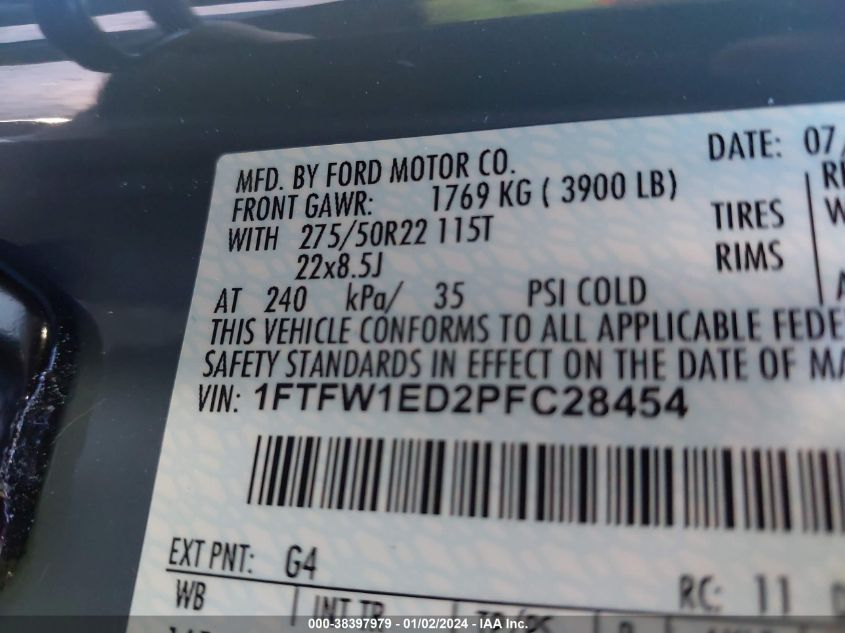 2023 FORD F-150 LIMITED - 1FTFW1ED2PFC28454