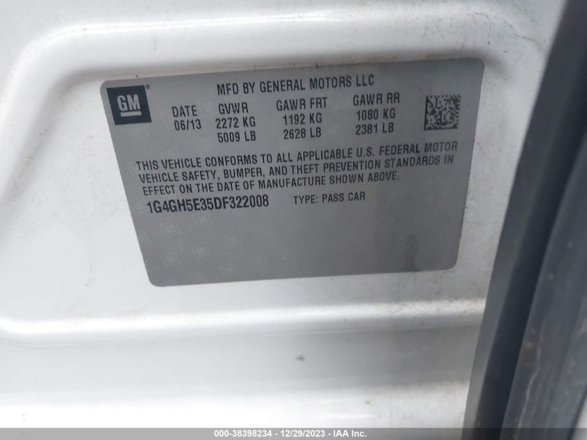2013 BUICK LACROSSE PREMIUM - 1G4GH5E35DF322008