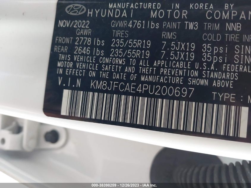 2023 HYUNDAI TUCSON XRT - KM8JFCAE4PU200697