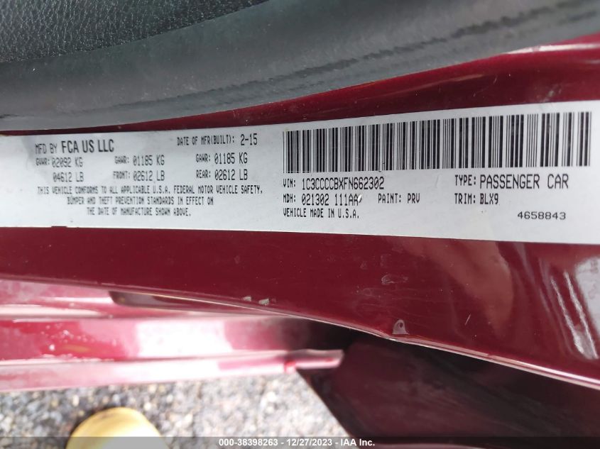 2015 CHRYSLER 200 C - 1C3CCCCBXFN662302