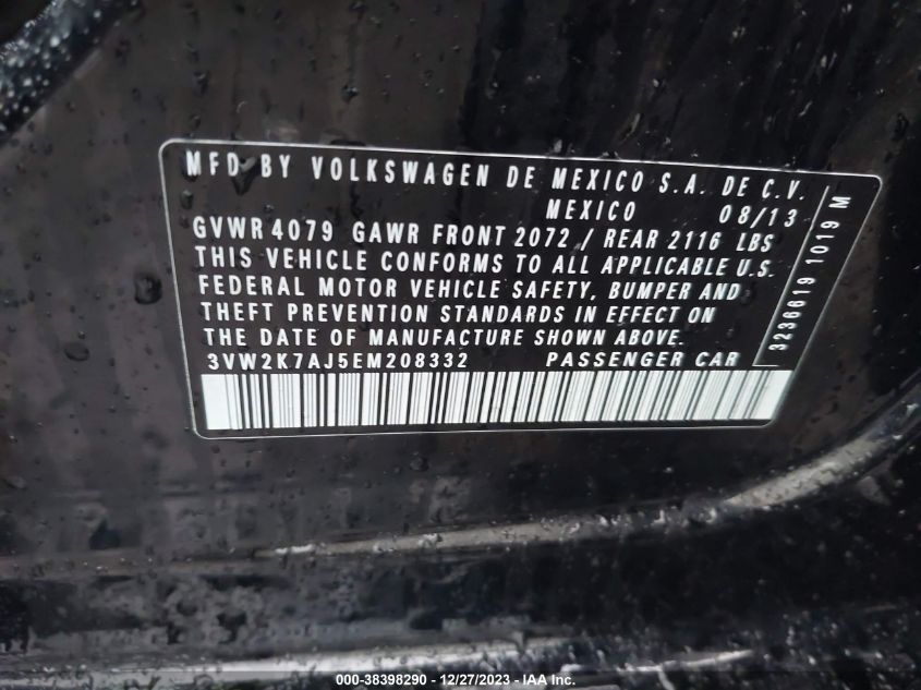 2014 VOLKSWAGEN JETTA 2.0L S - 3VW2K7AJ5EM208332