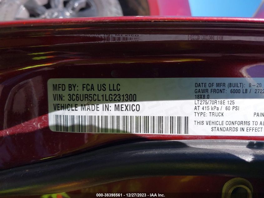 2020 RAM 2500 TRADESMAN - 3C6UR5CL1LG231300