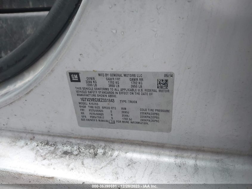 2014 GMC SIERRA 1500 SLT - 1GTV2VEC0EZ331843
