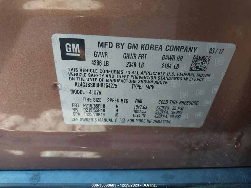 2017 BUICK ENCORE PREFERRED II - KL4CJBSB8HB154275