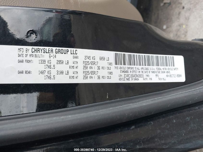 2014 CHRYSLER TOWN & COUNTRY TOURING - 2C4RC1BG4ER439231