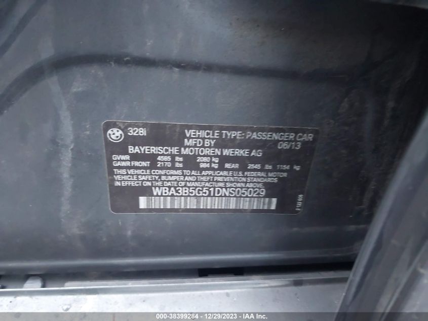 2013 BMW 328I XDRIVE - WBA3B5G51DNS05029