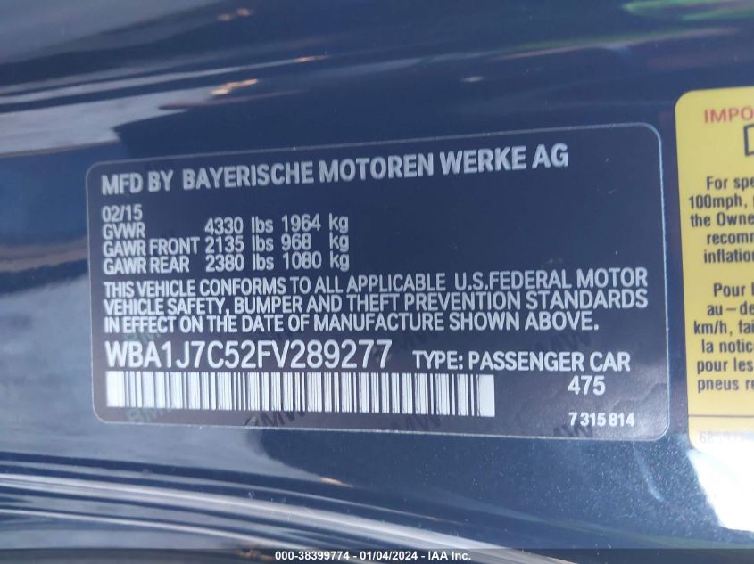 2015 BMW M235 - WBA1J7C52FV289277