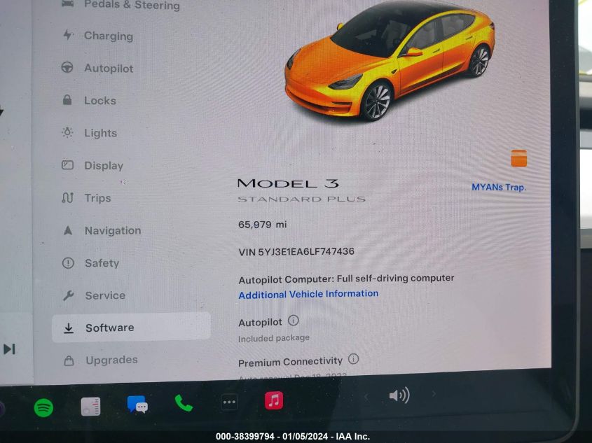 2020 TESLA MODEL 3 STANDARD RANGE PLUS REAR-WHEEL DRIVE/STANDARD RANGE REAR-WHEEL DRIVE - 5YJ3E1EA6LF747436