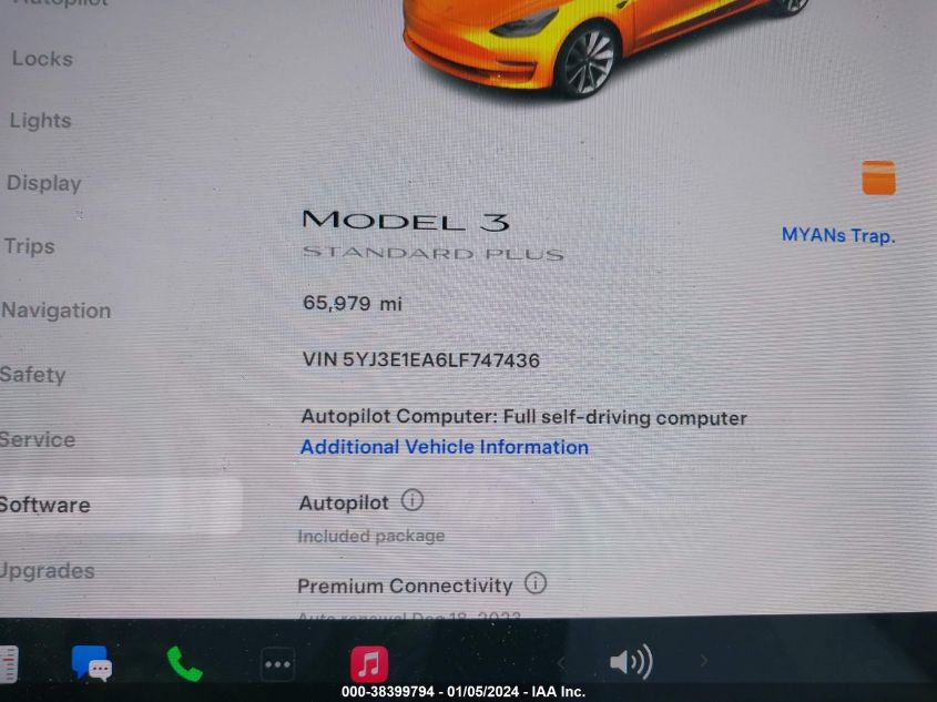 2020 TESLA MODEL 3 STANDARD RANGE PLUS REAR-WHEEL DRIVE/STANDARD RANGE REAR-WHEEL DRIVE - 5YJ3E1EA6LF747436