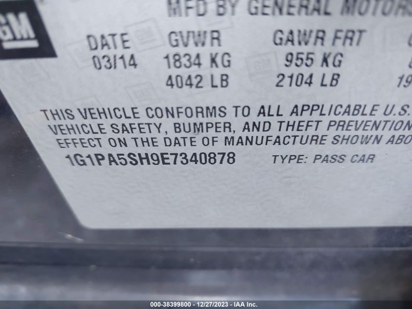 2014 CHEVROLET CRUZE LS AUTO - 1G1PA5SH9E7340878