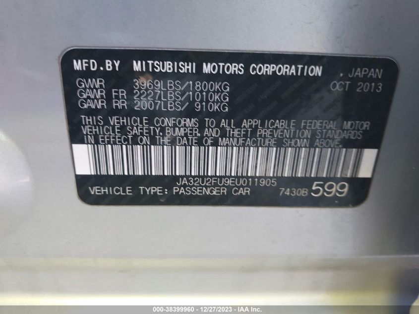 2014 MITSUBISHI LANCER ES - JA32U2FU9EU011905