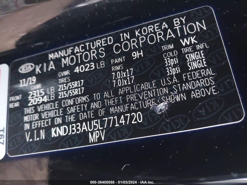 2020 KIA SOUL EX - KNDJ33AU5L7714720