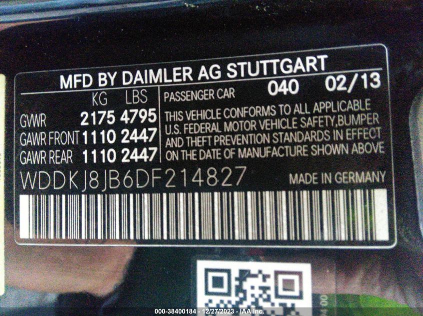 2013 MERCEDES-BENZ E 350 4MATIC - WDDKJ8JB6DF214827