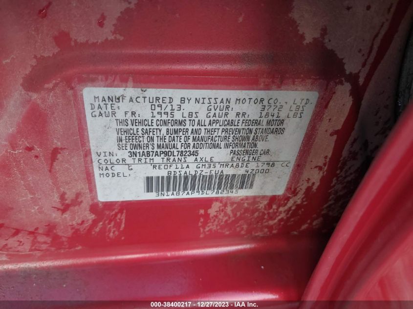 2013 NISSAN SENTRA S/SV/SR/SL - 3N1AB7APNDL782345