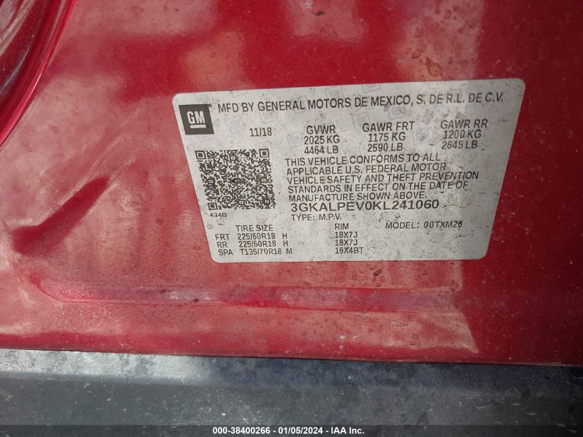 2019 GMC TERRAIN SLT - 3GKALPEV0KL241060