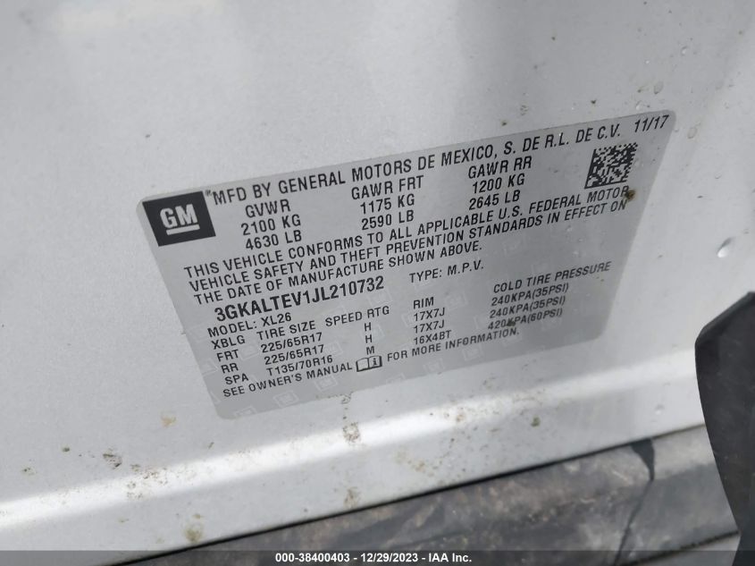 2018 GMC TERRAIN SLE - 3GKALTEV1JL210732