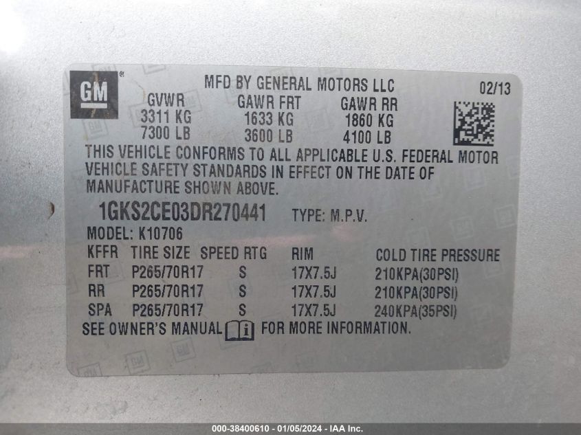 2013 GMC YUKON SLT - 1GKS2CE03DR270441