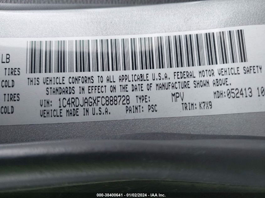 2015 DODGE DURANGO SXT - 1C4RDJAGXFC888728