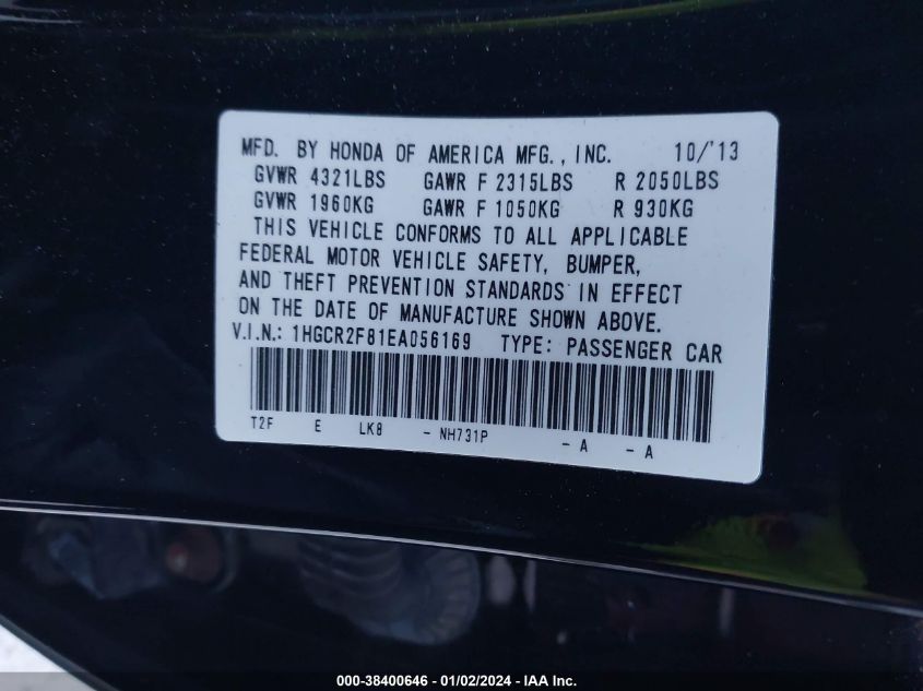 2014 HONDA ACCORD EX-L - 1HGCR2F81EA056169