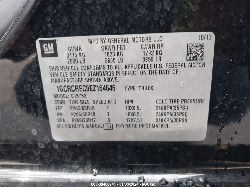 2014 CHEVROLET SILVERADO 1500 1LT - 1GCRCREC9EZ164646