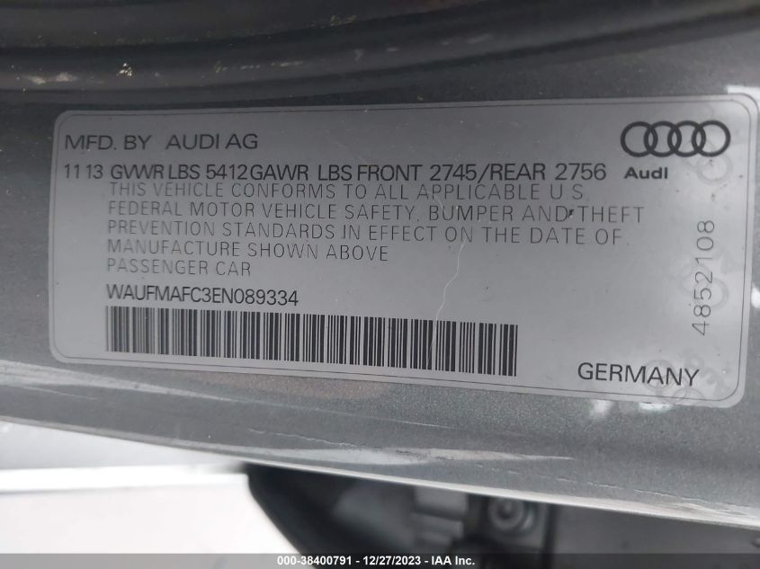 WAUFMAFC3EN089334 | 2014 AUDI A6