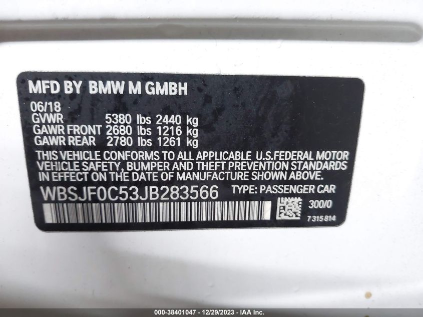 2018 BMW M5 - WBSJF0C53JB283566
