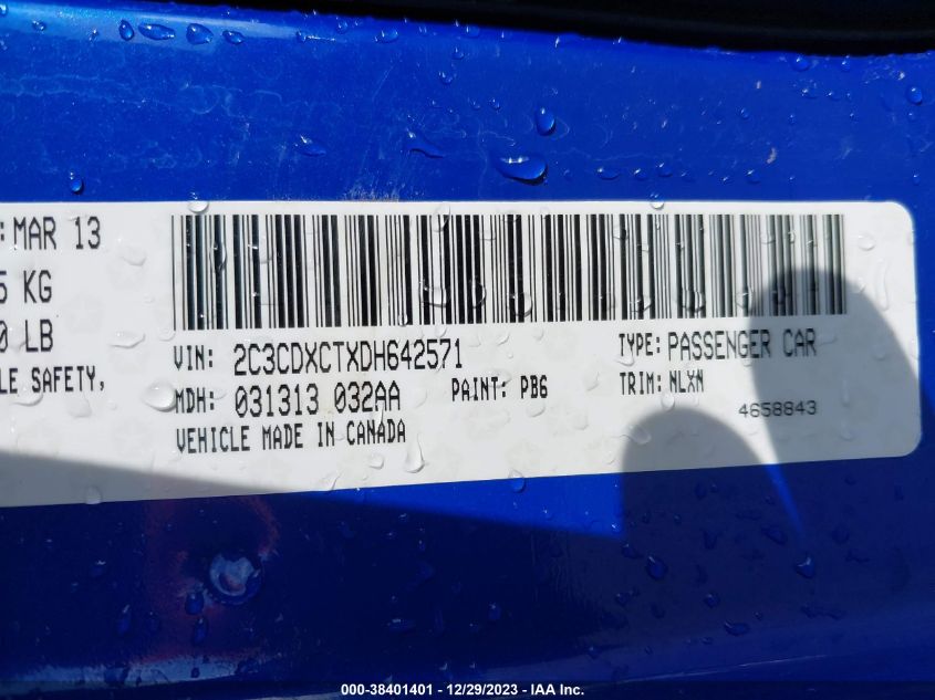 2013 DODGE CHARGER R/T - 2C3CDXCTXDH642571