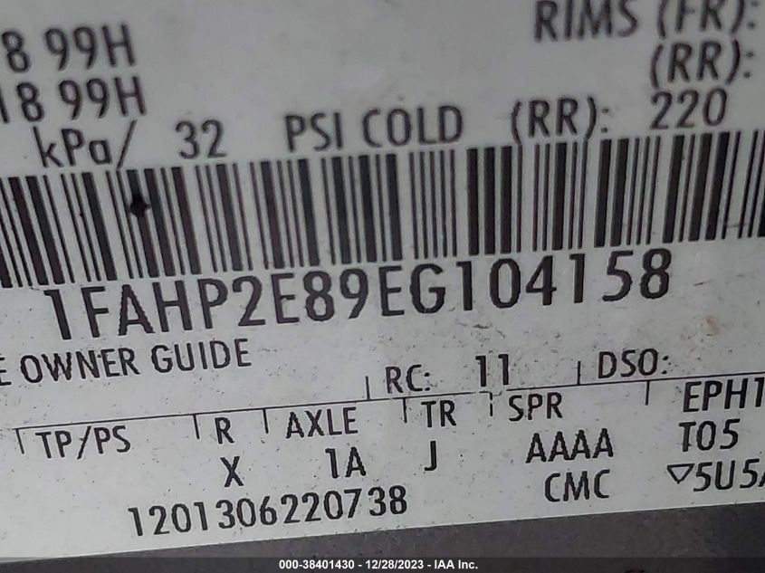 2014 FORD TAURUS SEL - 1FAHP2E89EG104158
