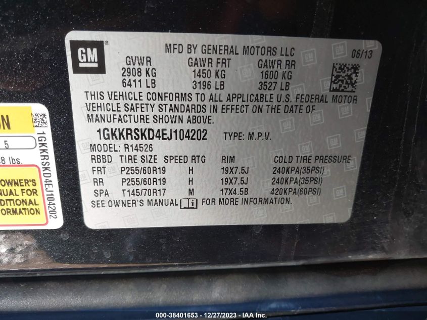 2014 GMC ACADIA SLT-2 - 1GKKRSKD4EJ104202