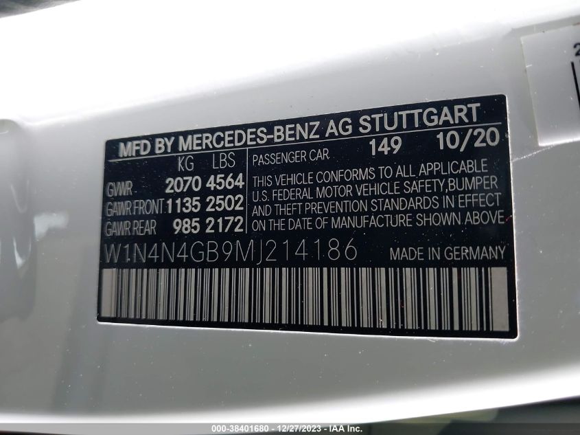 2021 MERCEDES-BENZ GLA 250 - W1N4N4GB9MJ214186