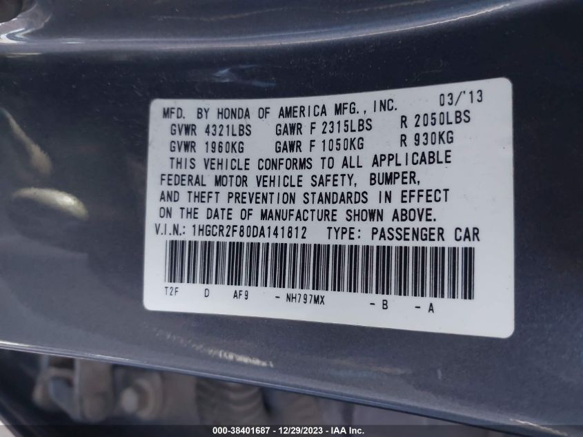 2013 HONDA ACCORD EX-L - 1HGCR2F80DA141812