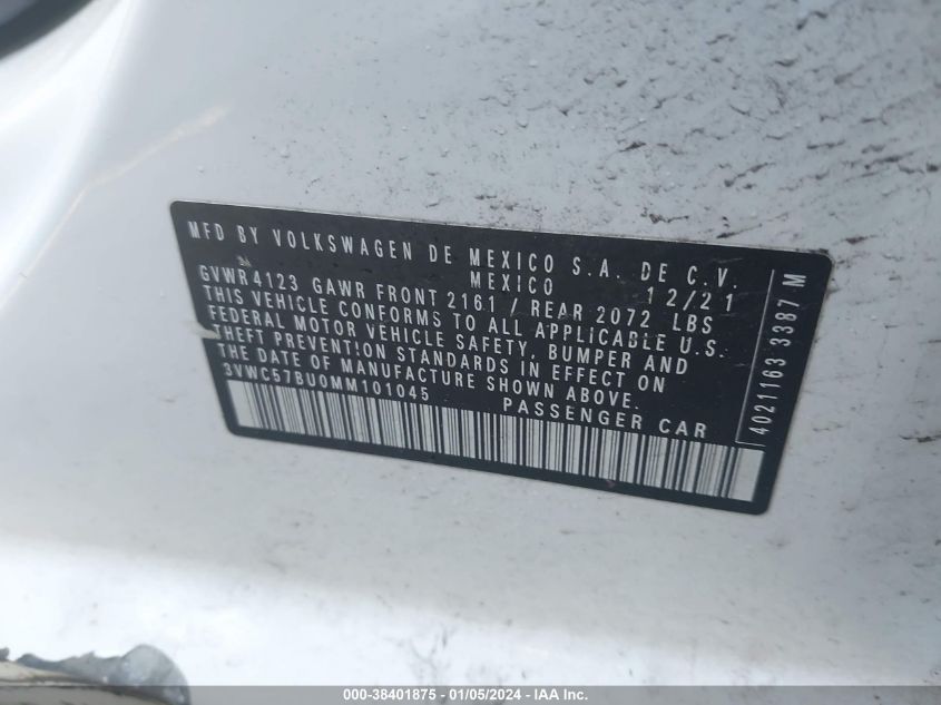 2021 VOLKSWAGEN JETTA S/SE/R-LINE - 3VWC57BU0MM101045