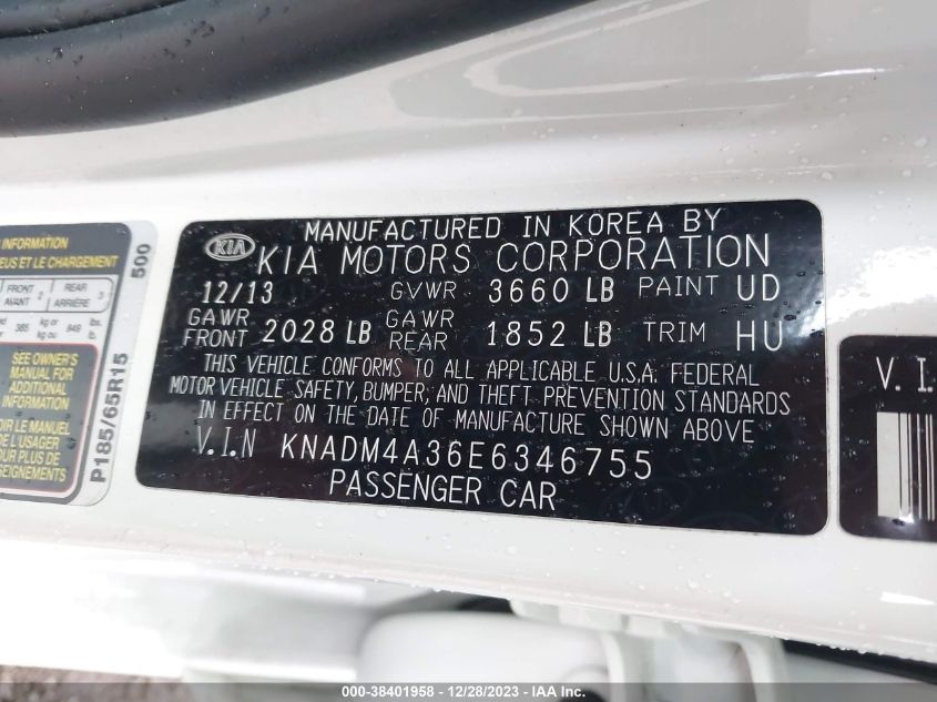 2014 KIA RIO LX - KNADM4A36E6346755