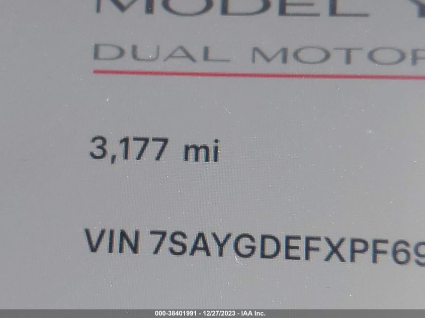 2023 TESLA MODEL Y - 7SAYGDEFXPF696142