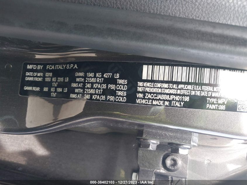 2018 JEEP RENEGADE LATITUDE - ZACCJABB8JPH01198