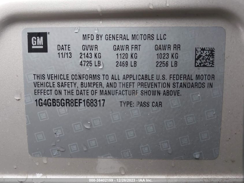 2014 BUICK LACROSSE LEATHER GROUP - 1G4GB5GR8EF168317