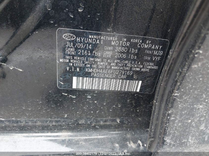 2015 HYUNDAI ELANTRA SE/SPORT/LIMITED - KMHDH4AE6FU279169