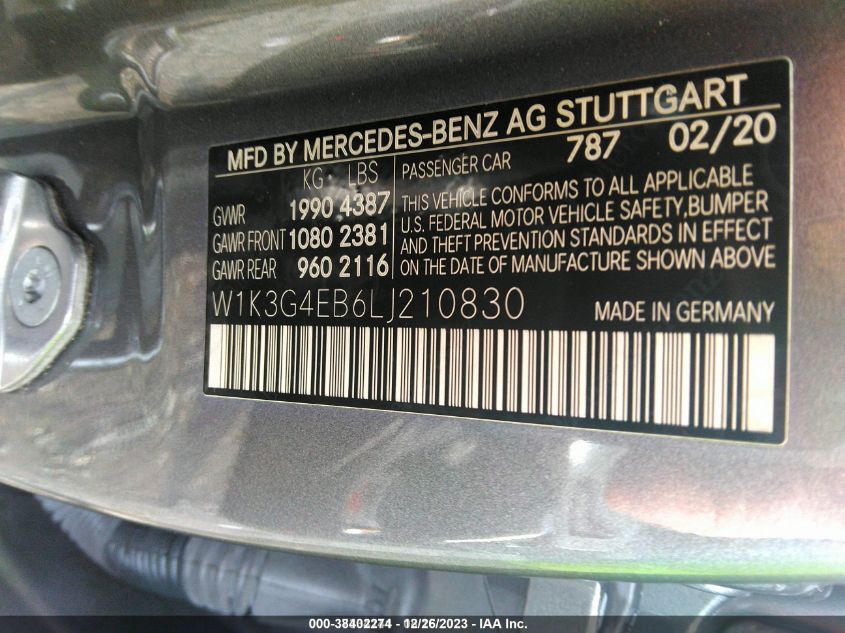 2020 MERCEDES-BENZ A 220 - W1K3G4EB6LJ210830