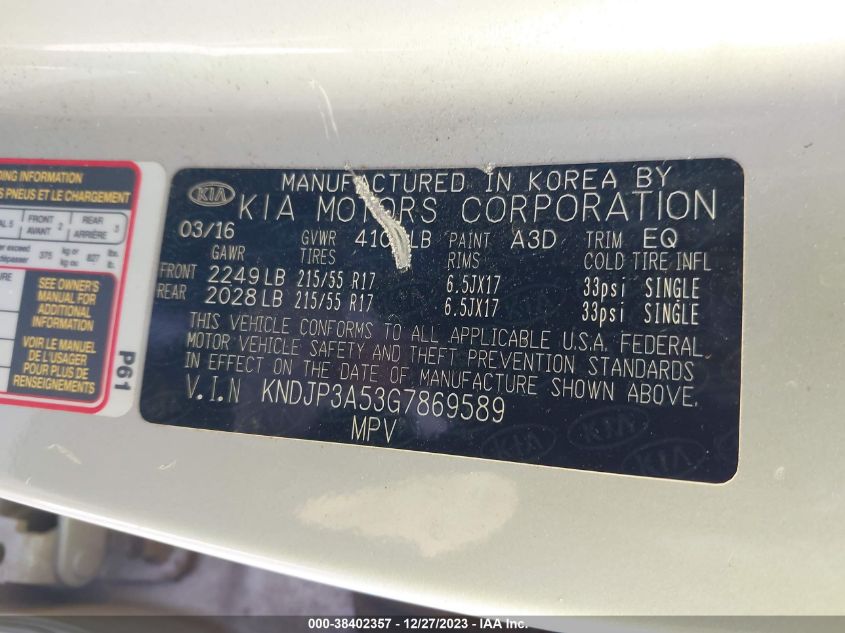 2016 KIA SOUL + - KNDJP3A53G7869589