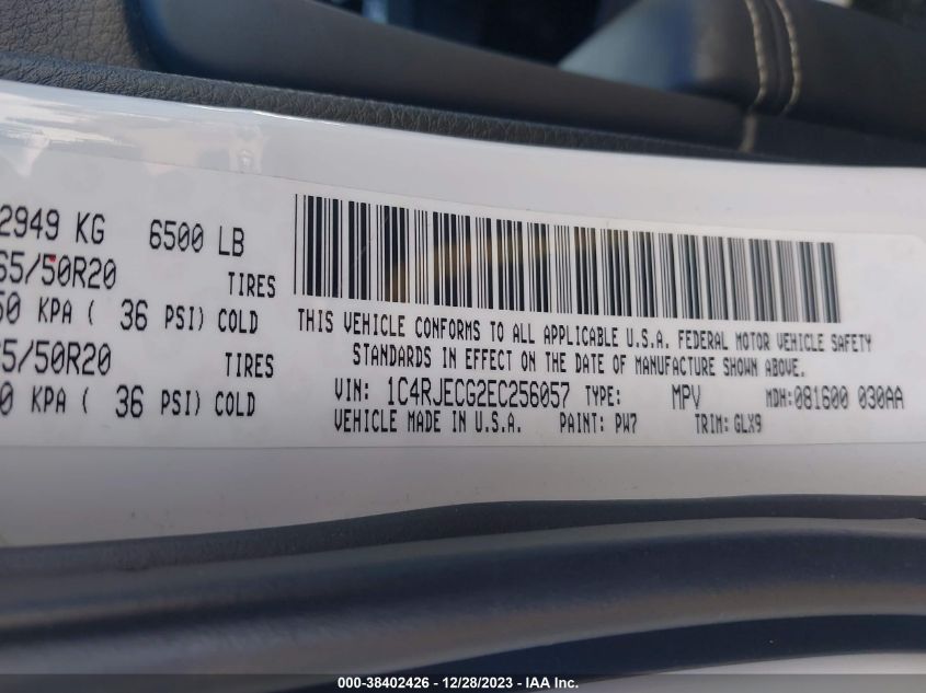 2014 JEEP GRAND CHEROKEE OVERLAND - 1C4RJECG2EC256057