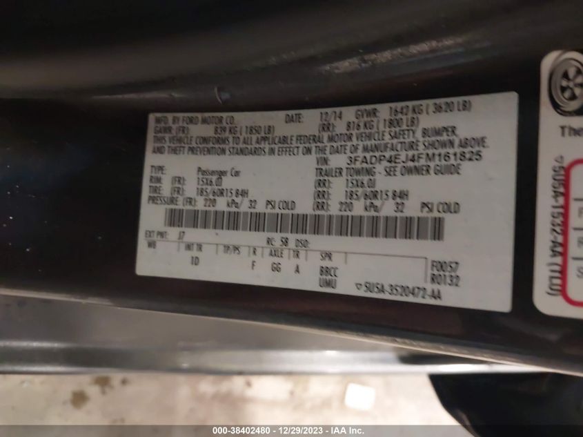 2015 FORD FIESTA SE - 3FADP4EJ4FM161825