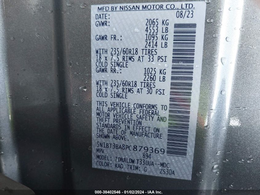 2023 NISSAN ROGUE SV - 5N1BT3BA8PC879369