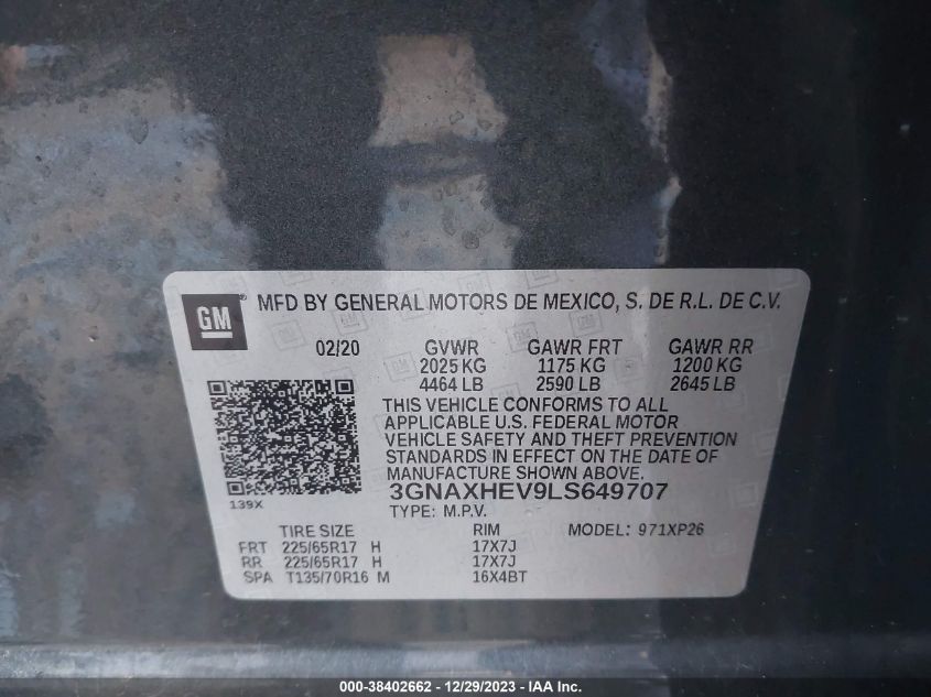 2020 CHEVROLET EQUINOX LS - 3GNAXHEV9LS649707