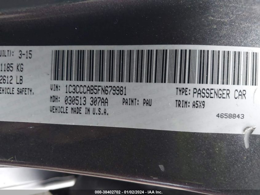 2015 CHRYSLER 200 LIMITED - 1C3CCCAB5FN679981
